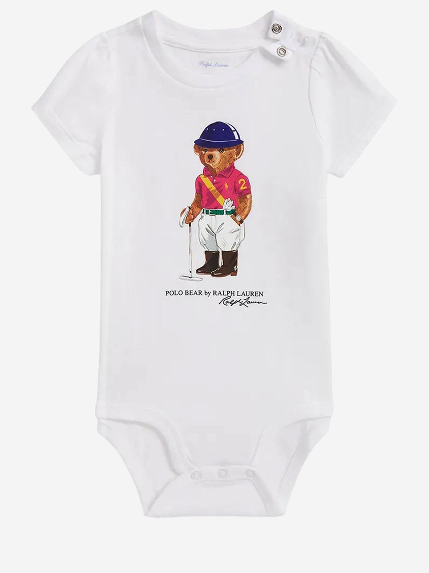 BODY IN COTONE CON POLO BEAR 310A96181001 WHITE POLO RALPH LAUREN KIDS 