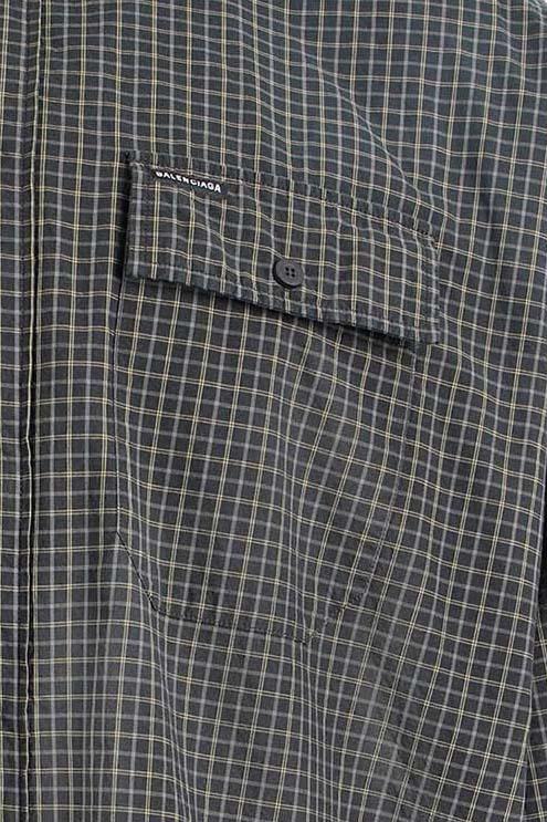 CAMICIA CON CAPPUCCIO IN COTONE CON MOTIVO A QUADRI 839189 TOM051094 BALENCIAGA 