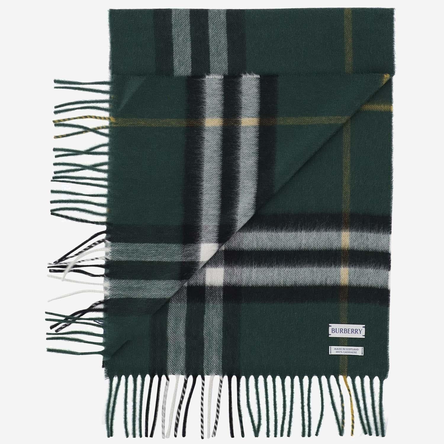 SCIARPA IN CASHMERE CON MOTIVO CHECK 8094653 DARK FERN GREEN BURBERRY 
