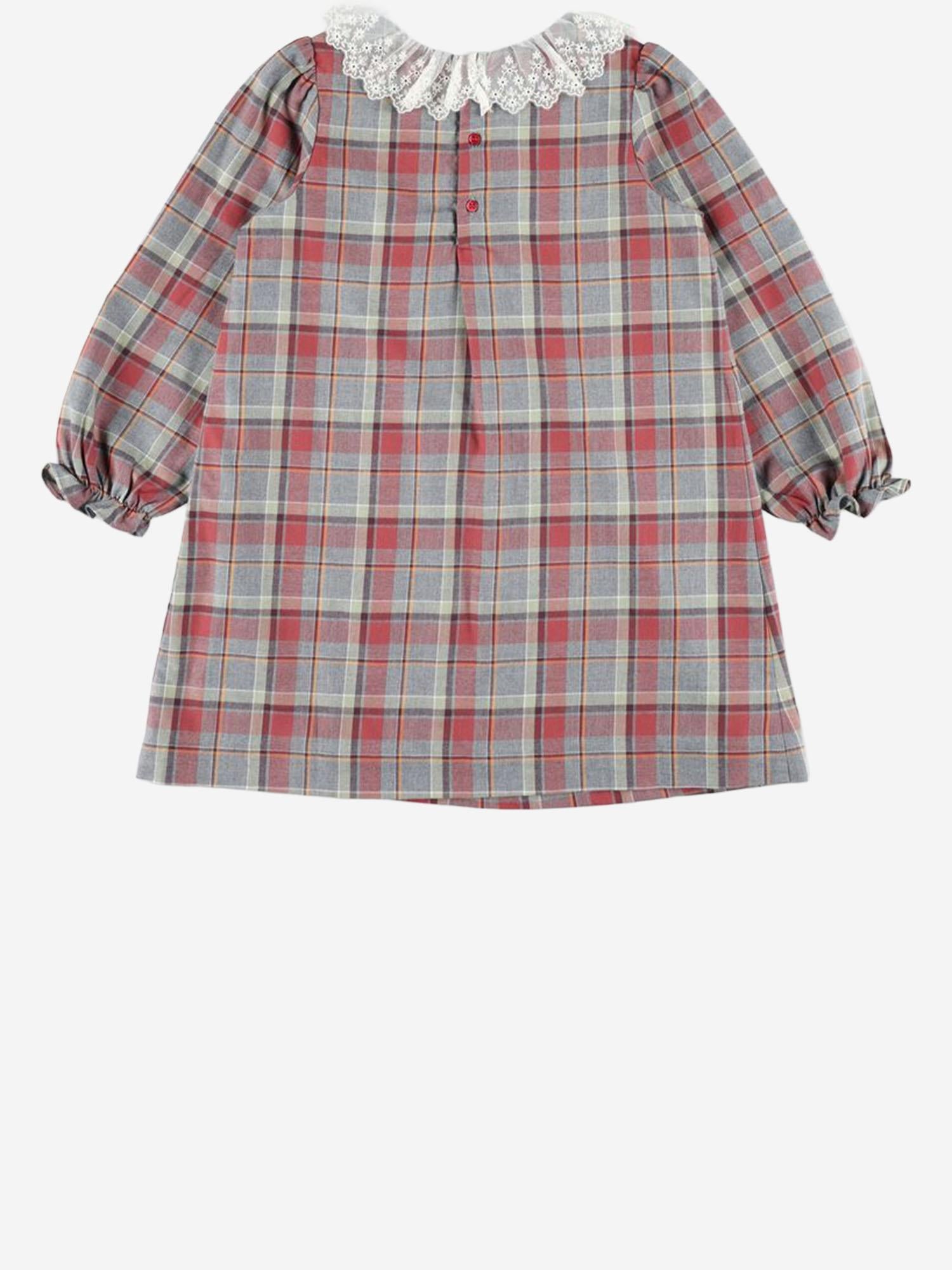 ABITO IN COTONE A QUADRI CON COLLETTO IN PIZZO W05GDRW00075 352A BONPOINT KIDS 