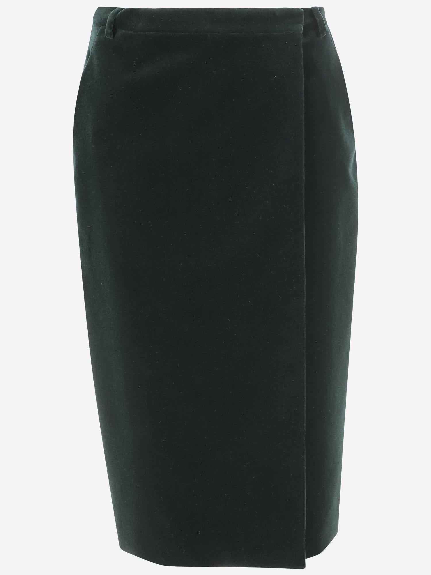 Gonna midi a incrocio in velluto di cotone 826769 Y580T3181 SAINT LAURENT 