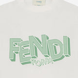 T-SHIRT IN COTONE CON STAMPA LOGO JMI504 7AJF1UVR FENDI KIDS 