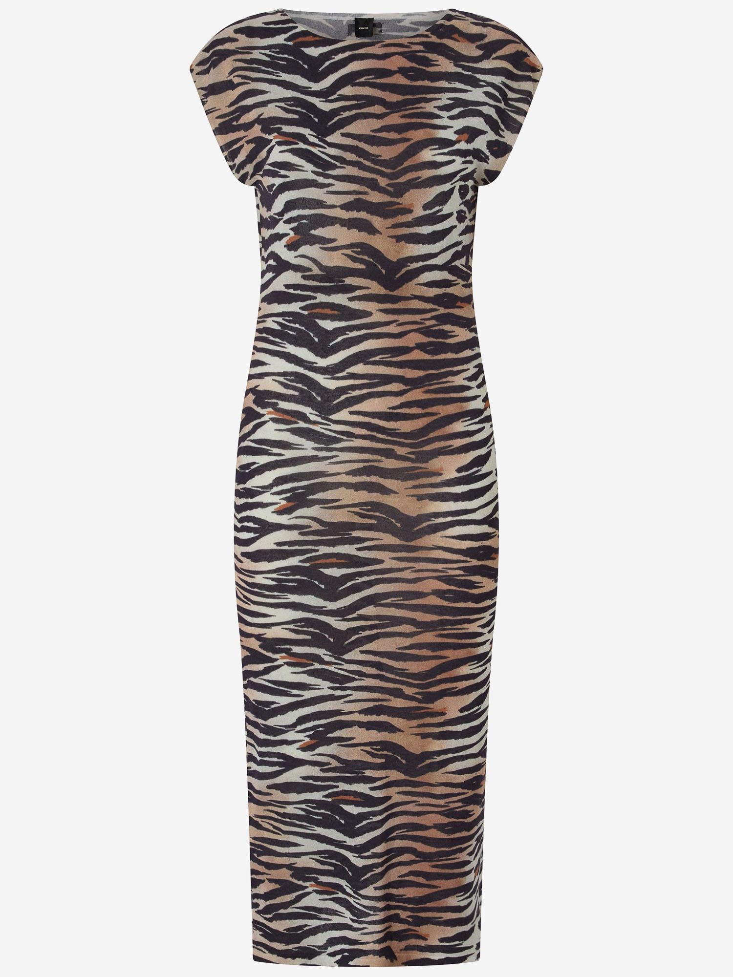 ABITO MIDI A TUBINO CON STAMPA ANIMALIER 106371 A356ZC8 PINKO 
