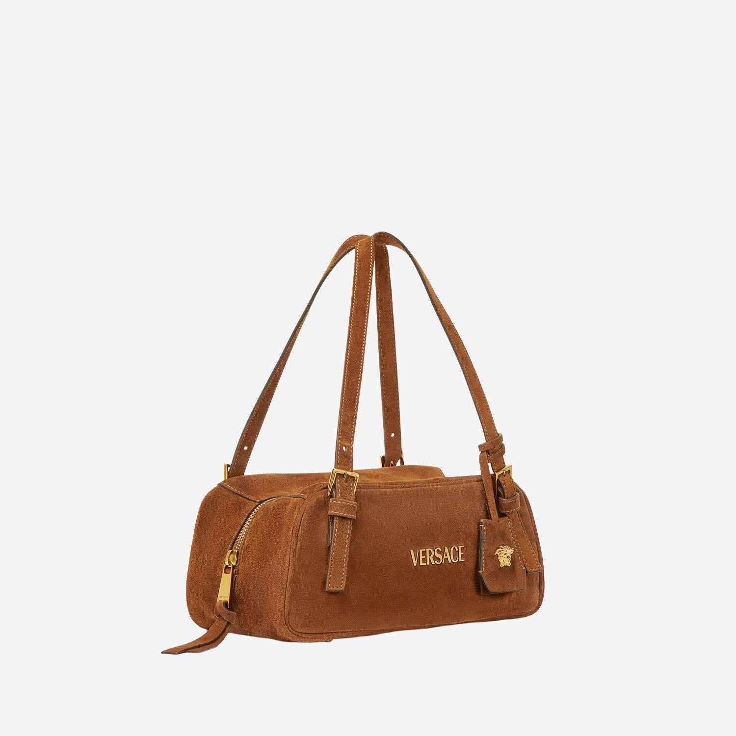 BORSA DA BOWLING IN PELLE SCAMOSCIATA 1015792 1A098921NG8V VERSACE 