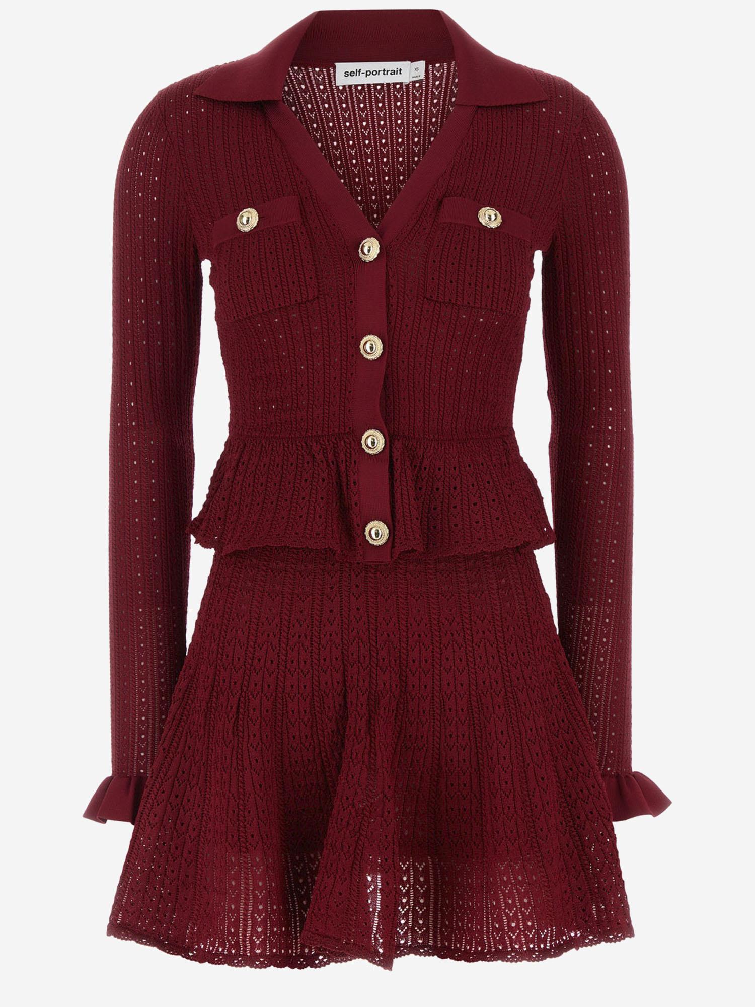 MINI ABITO IN MISTO VISCOSA STRETCH PF25093SBU BURGUNDY SELF PORTRAIT 