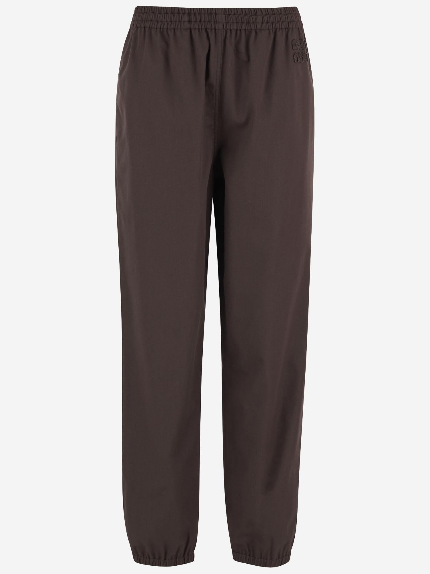 PANTALONI IN COTONE CON LOGO MP1975 19CTF05CH MIU MIU 