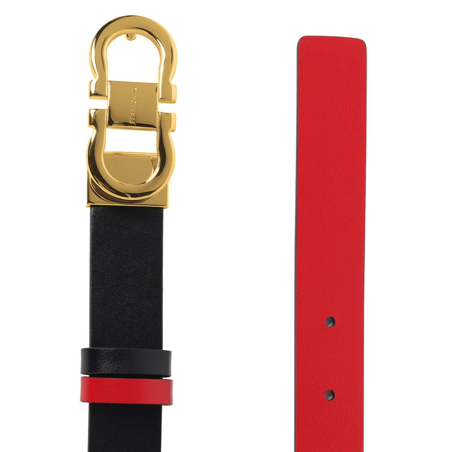 CINTURA GANCINI REVERSIBILE 230294 003NEROFLAMERED SALVATORE FERRAGAMO 