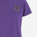 T-SHIRT IN COTONE CON RICAMO GIOIELLO LOVE BIRDS 103320 A2RNW79 PINKO 