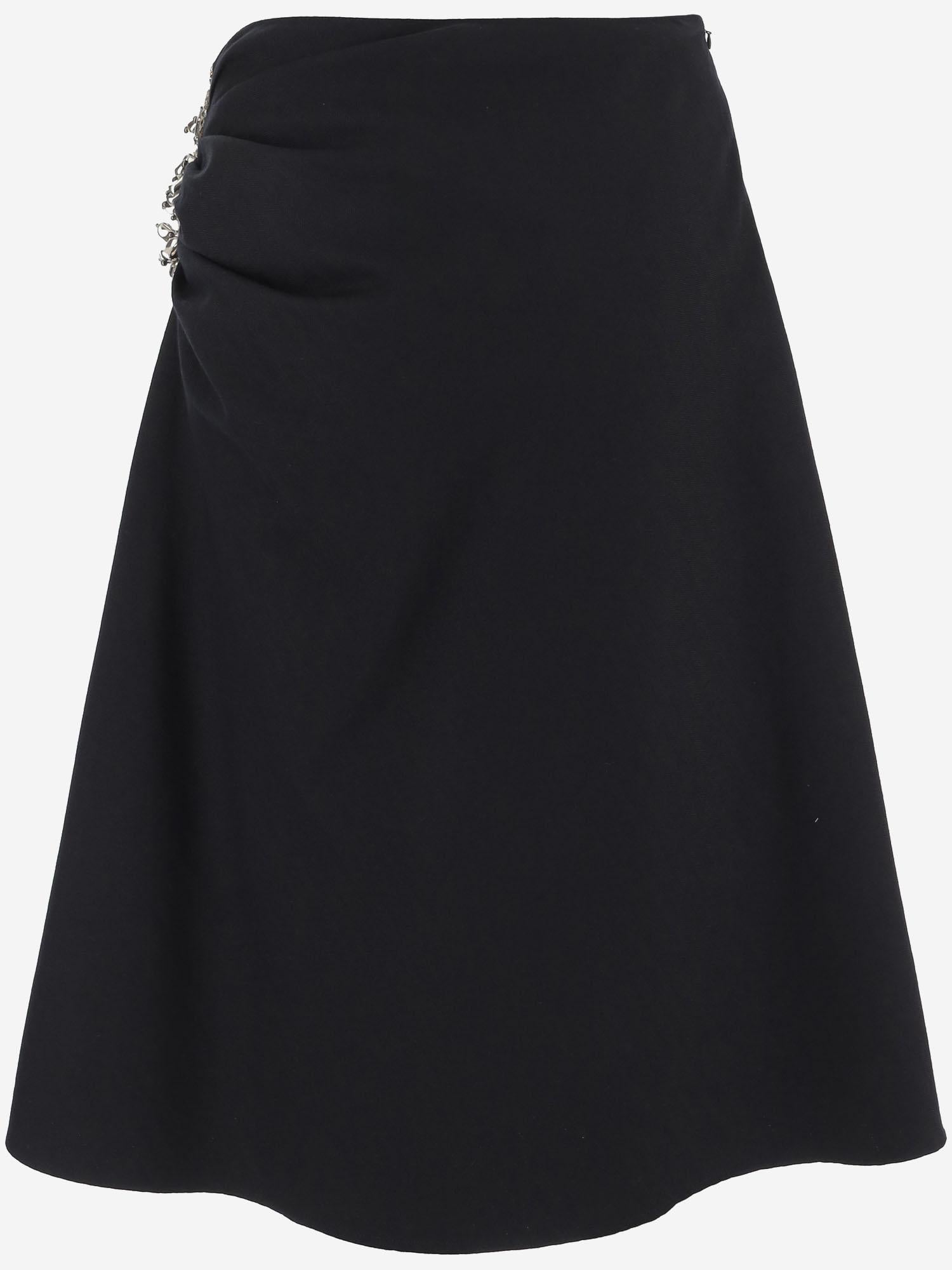 GONNA IN LANA CON DRAPPEGGIO E APPLICAZIONE DECORATIVA 010880 2193509 DRIES VAN NOTEN 