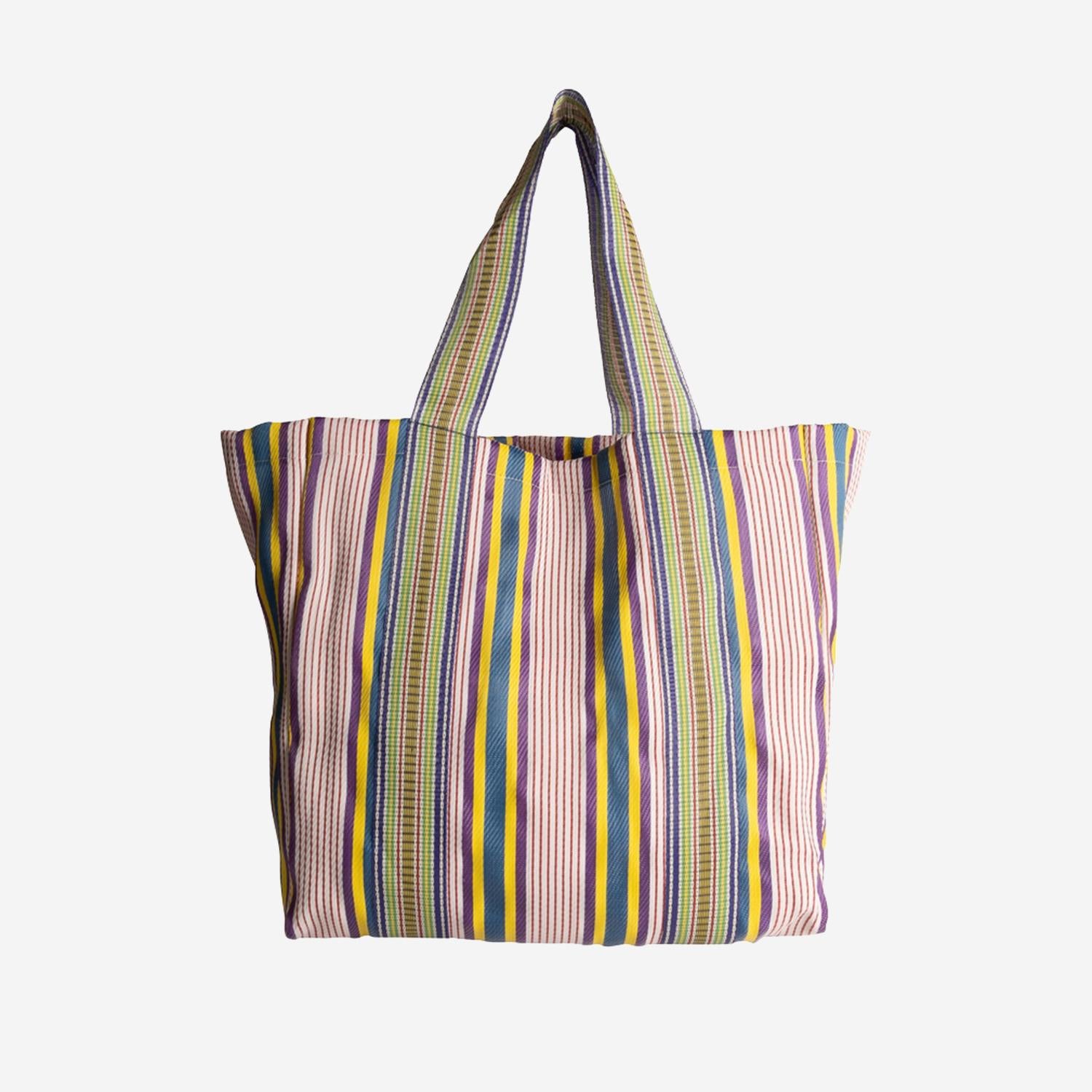 BORSA SHOPPING CON MOTIVO A RIGHE AU820995 06YELLOW/BLUE/PURPLE EJA 