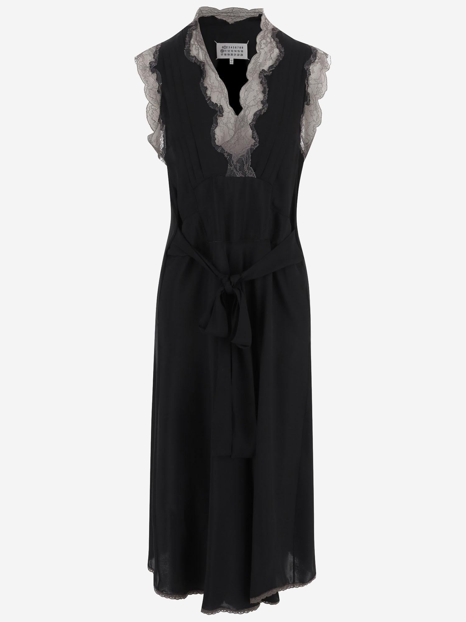 ABITO IN MISTO SETA CON INSERTI IN PIZZO S51DD0058 M35798900 MAISON MARGIELA 