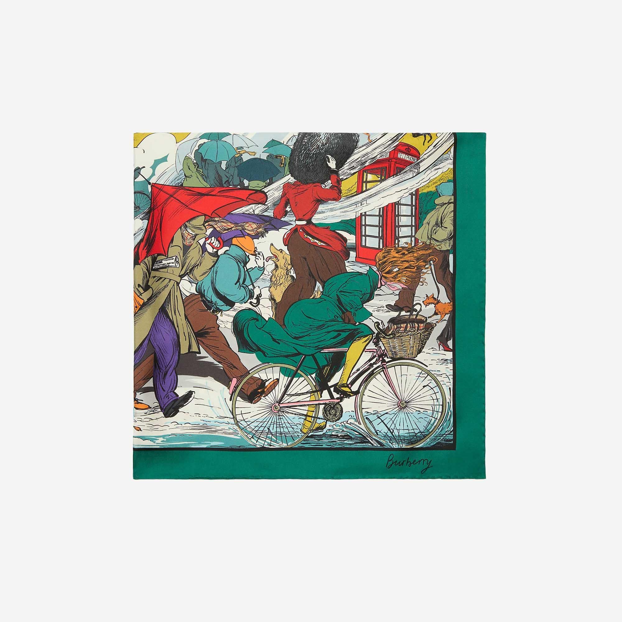 FOULARD IN SETA RAINING CATS AND DOGS 8120327 KEWGREEN BURBERRY 