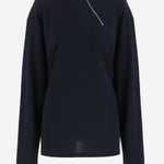 MAGLIA A MANICHE LUNGHE IN COTONE CON ZIP OBLIQUA MJLA20 18ZWF0008 MIU MIU 