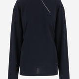 MAGLIA A MANICHE LUNGHE IN COTONE CON ZIP OBLIQUA MJLA20 18ZWF0008 MIU MIU 