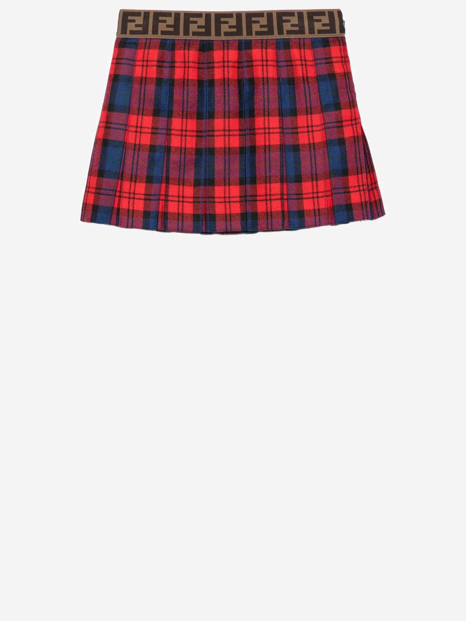 GONNA IN LANA CON MOTIVO CHECK JFE182 AUKJF1SAX FENDI KIDS 