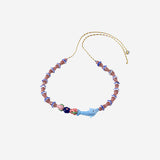 Collana con delfini e perle in vetro MIXEDGLASSBEAD DOLPHINPINKRED SORBET ISLAND 