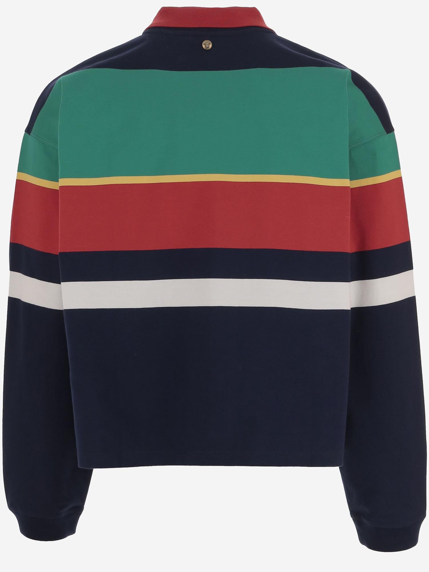 MAGLIA POLO IN COTONE A RIGHE 1024580 1A178906G870 VERSACE 
