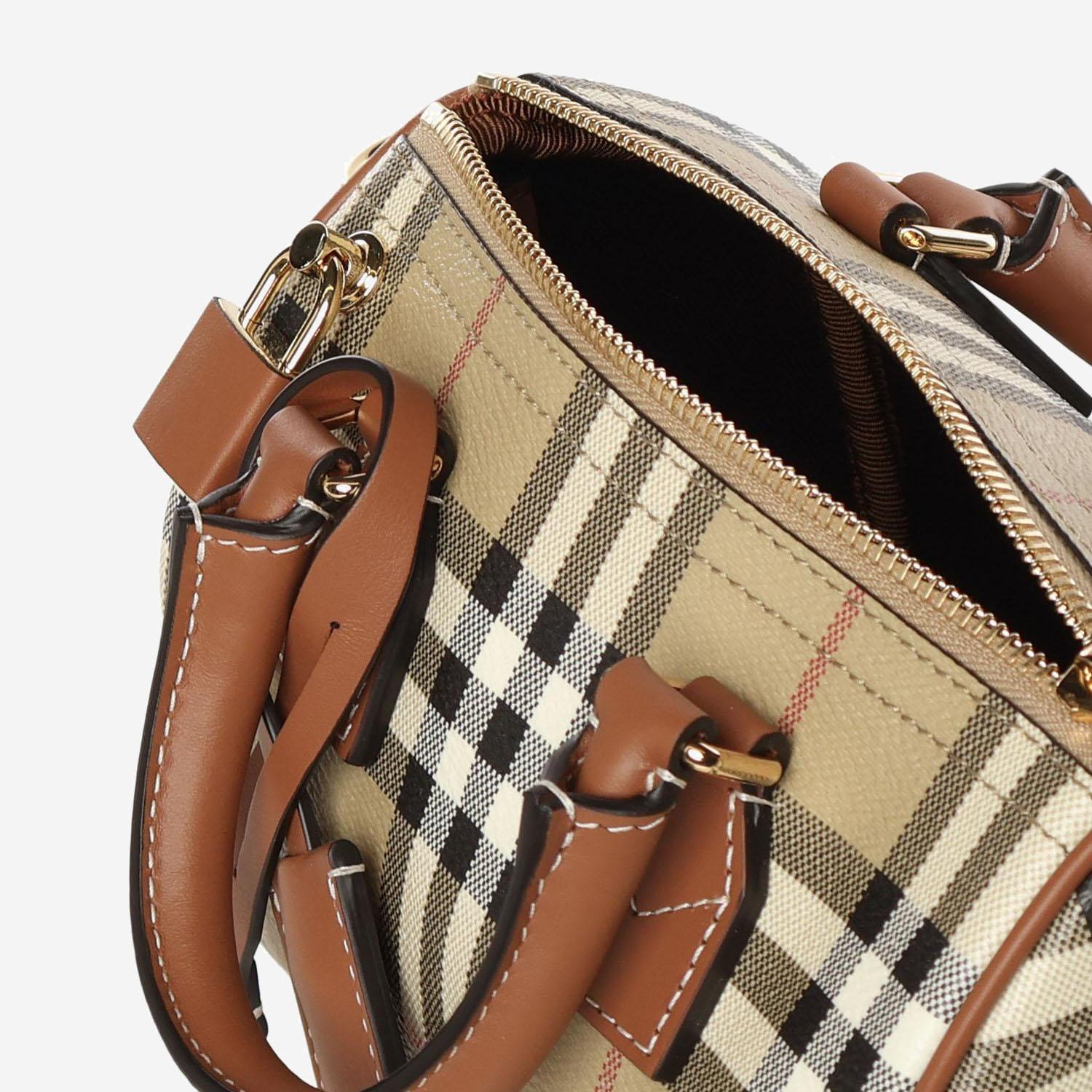 MINI BORSA DA BOWLING CON MOTIVO CHECK 8118565 BRIARBROWN BURBERRY 