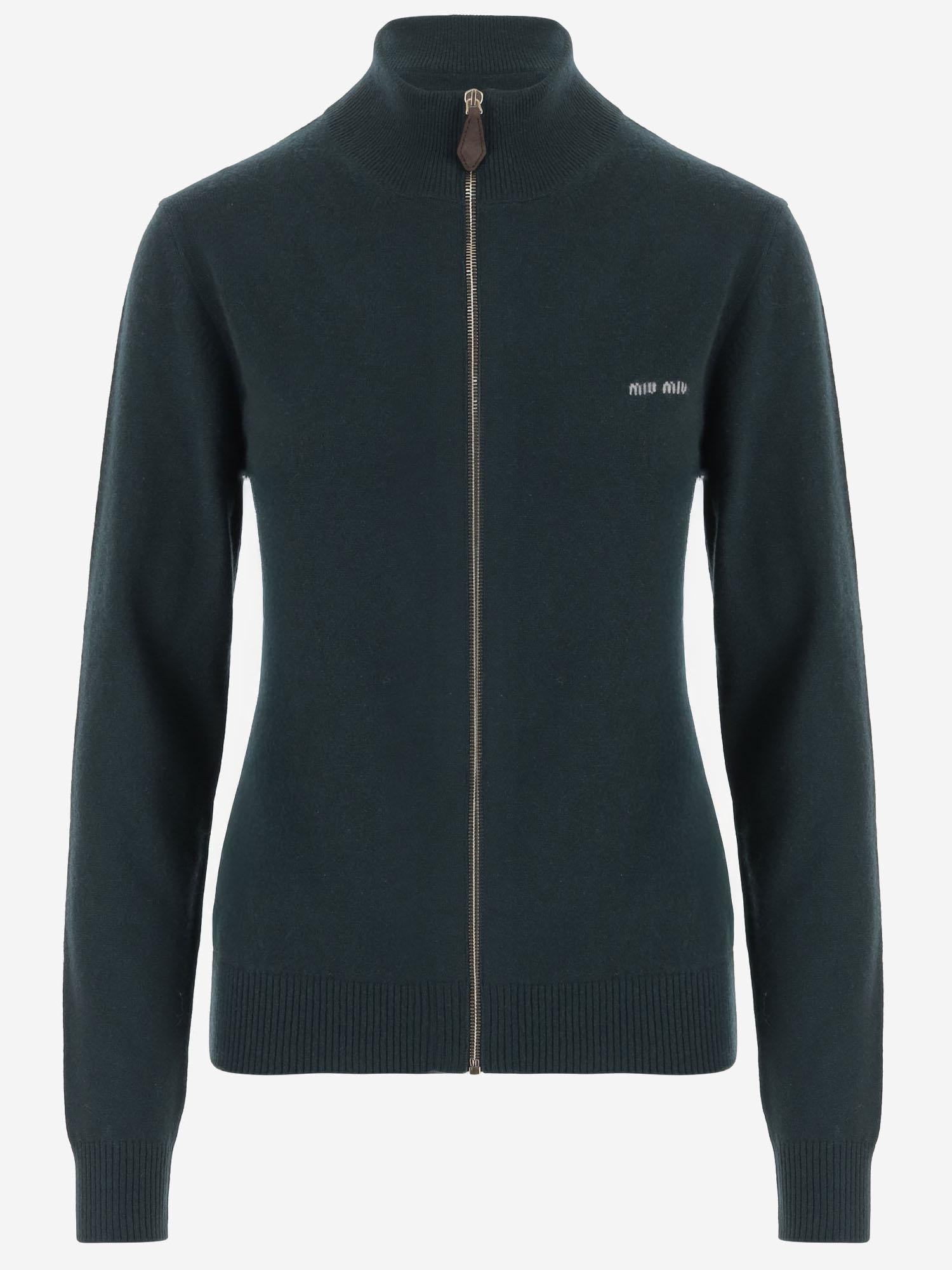 MAGLIONE IN CASHMERE CON ZIP E TOPPE AI GOMITI MMF995 1748F0L76 MIU MIU 