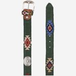 CINTURA IN PELLE E TESSUTO AZTECA ARMYGREEN WAITZ 