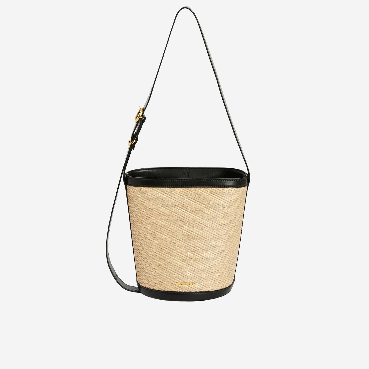 BORSA CANNOLO BUCKET IN PELLE E RAFIA J07ZH0059 P8930280 JIL SANDER 