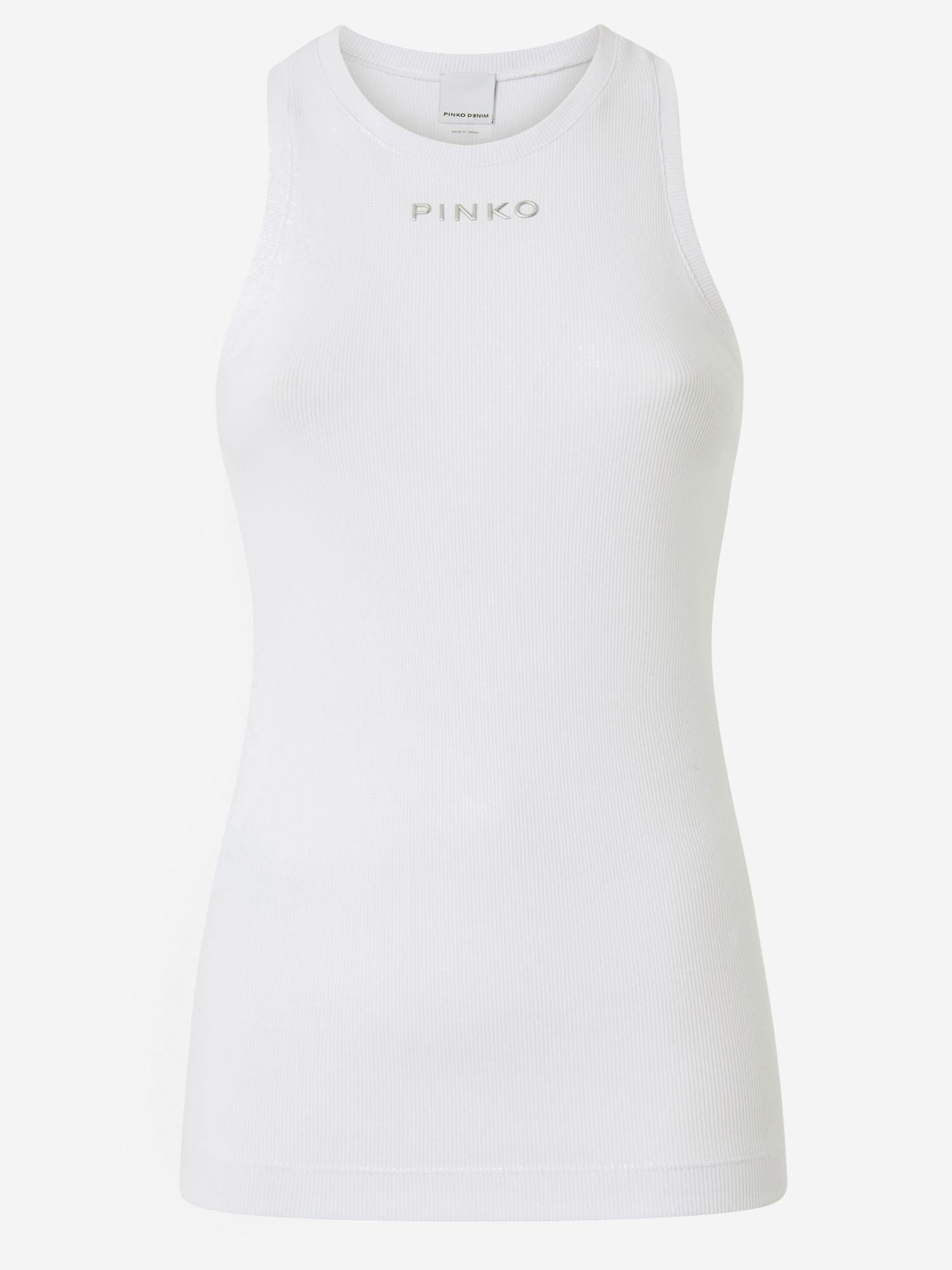CANOTTA IN MAGLIA A COSTINE CON LOGO 100822 A2RCZ05 PINKO 