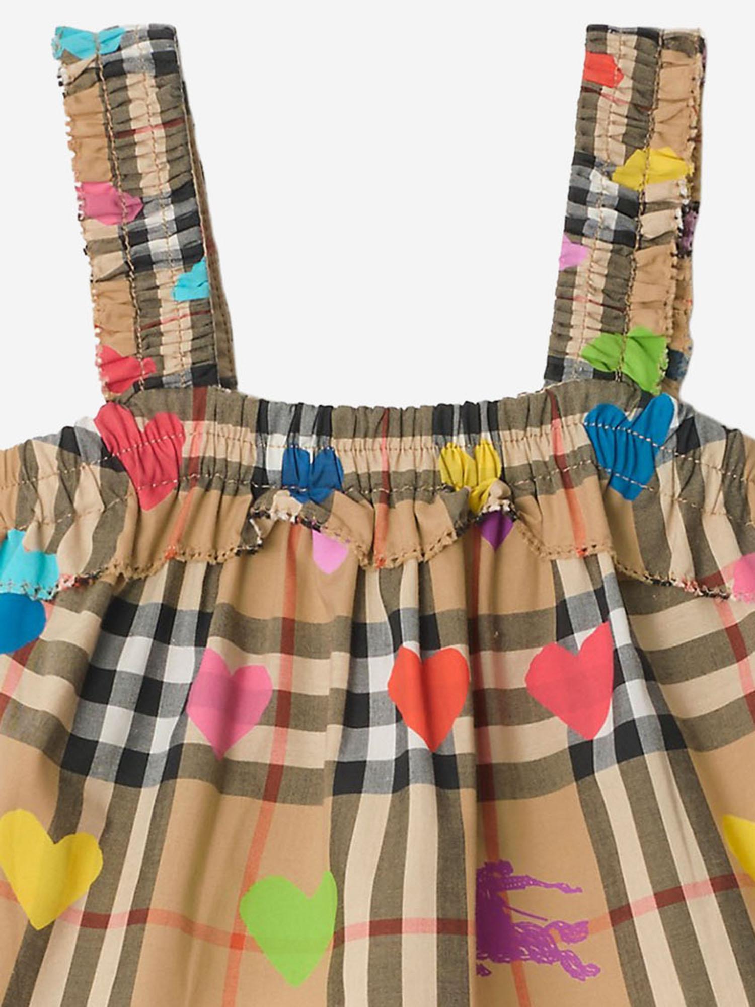 TOP IN COTONE CON MOTIVO CHECK E STAMPA CUORI 8121305 SANDIPPAT BURBERRY KIDS 