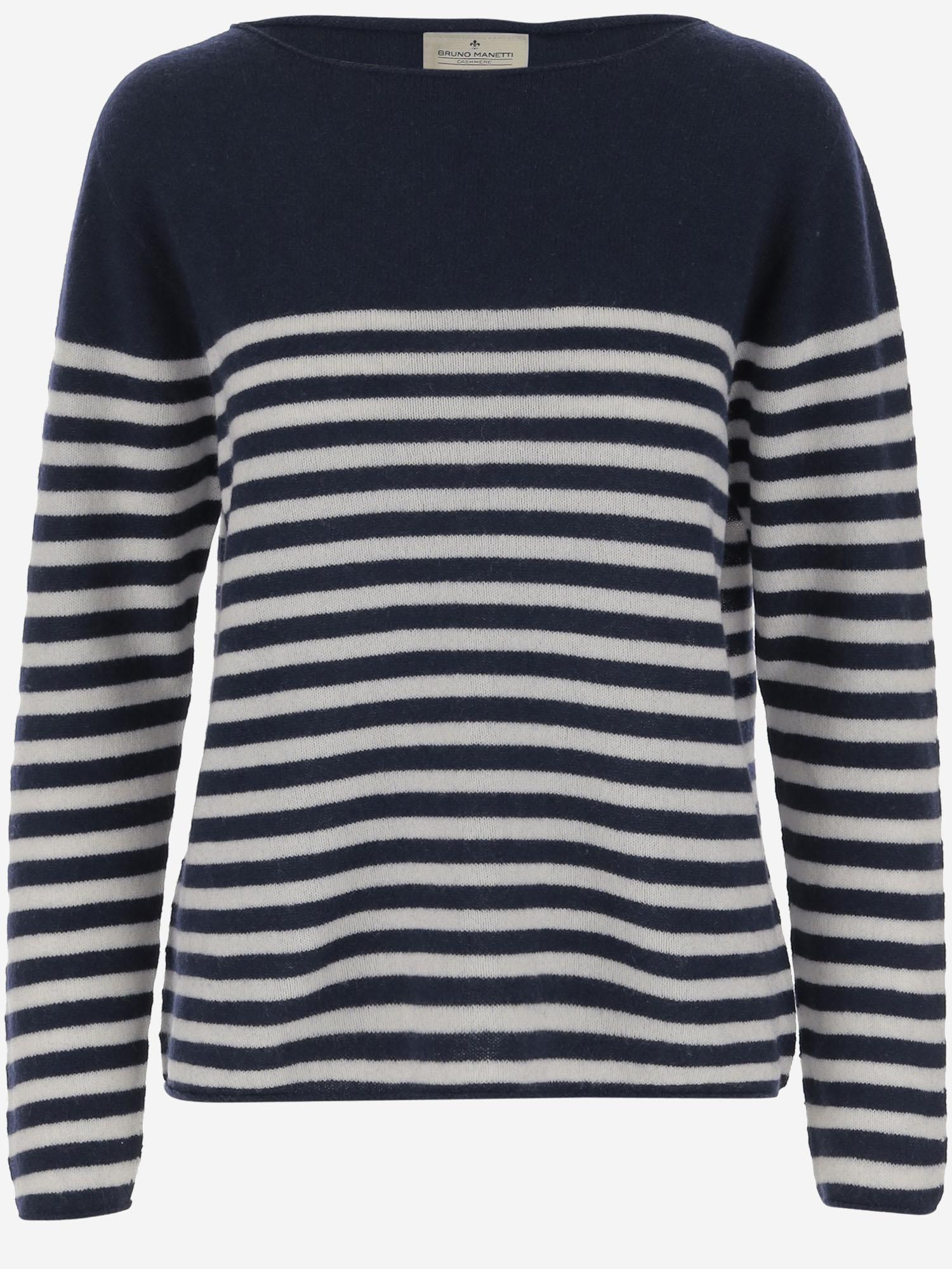 MAGLIONE IN CASHMERE CON MOTIVO A RIGHE P2C110 V110 BRUNO MANETTI 