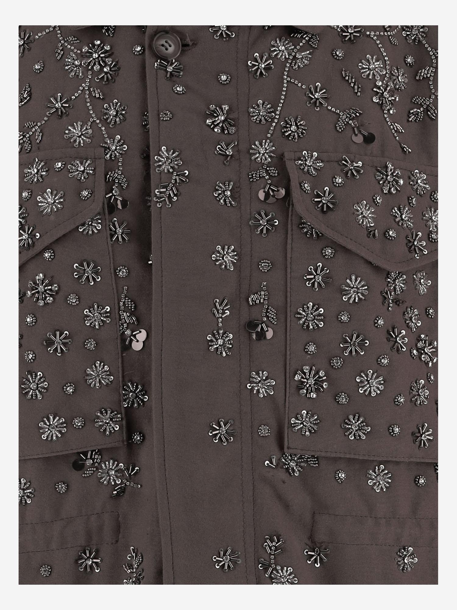 GIACCA IN COTONE RICAMATA CON APPLICAZIONI LUCIABRIGHT MOKKA NOVELLE 