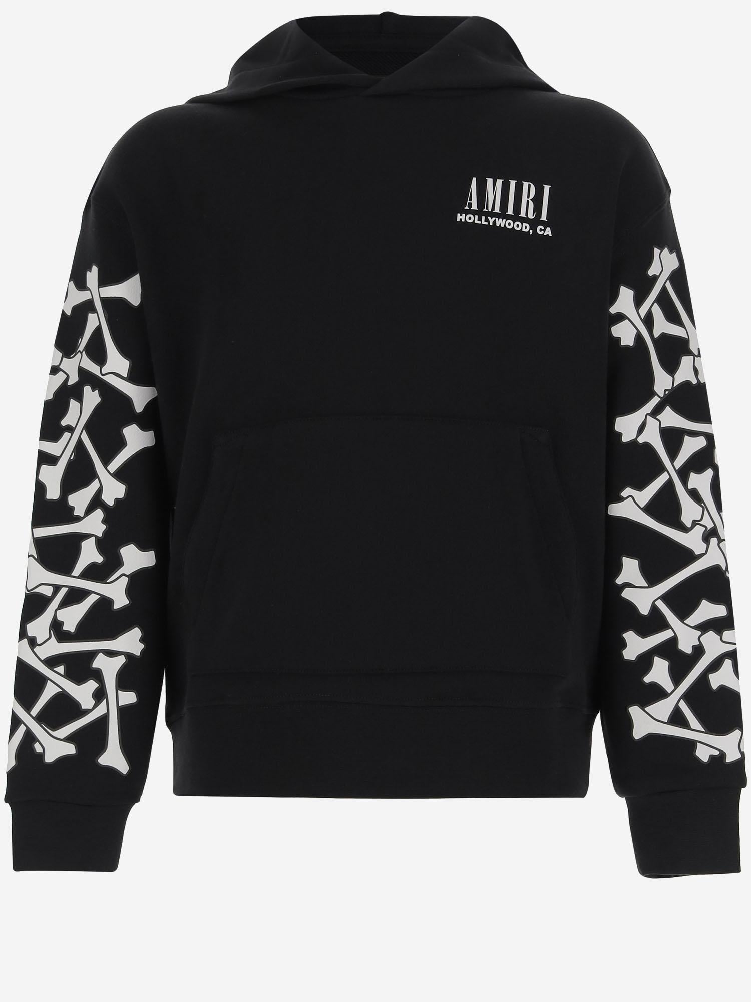 FELPA IN COTONE CON STAMPA E LOGO AKJYHD 1011Black AMIRI KIDS 