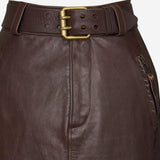 GONNA A MATITA CON CINTURA IN PELLE STROPICCIATA 865021 YCVD22820 SAINT LAURENT 