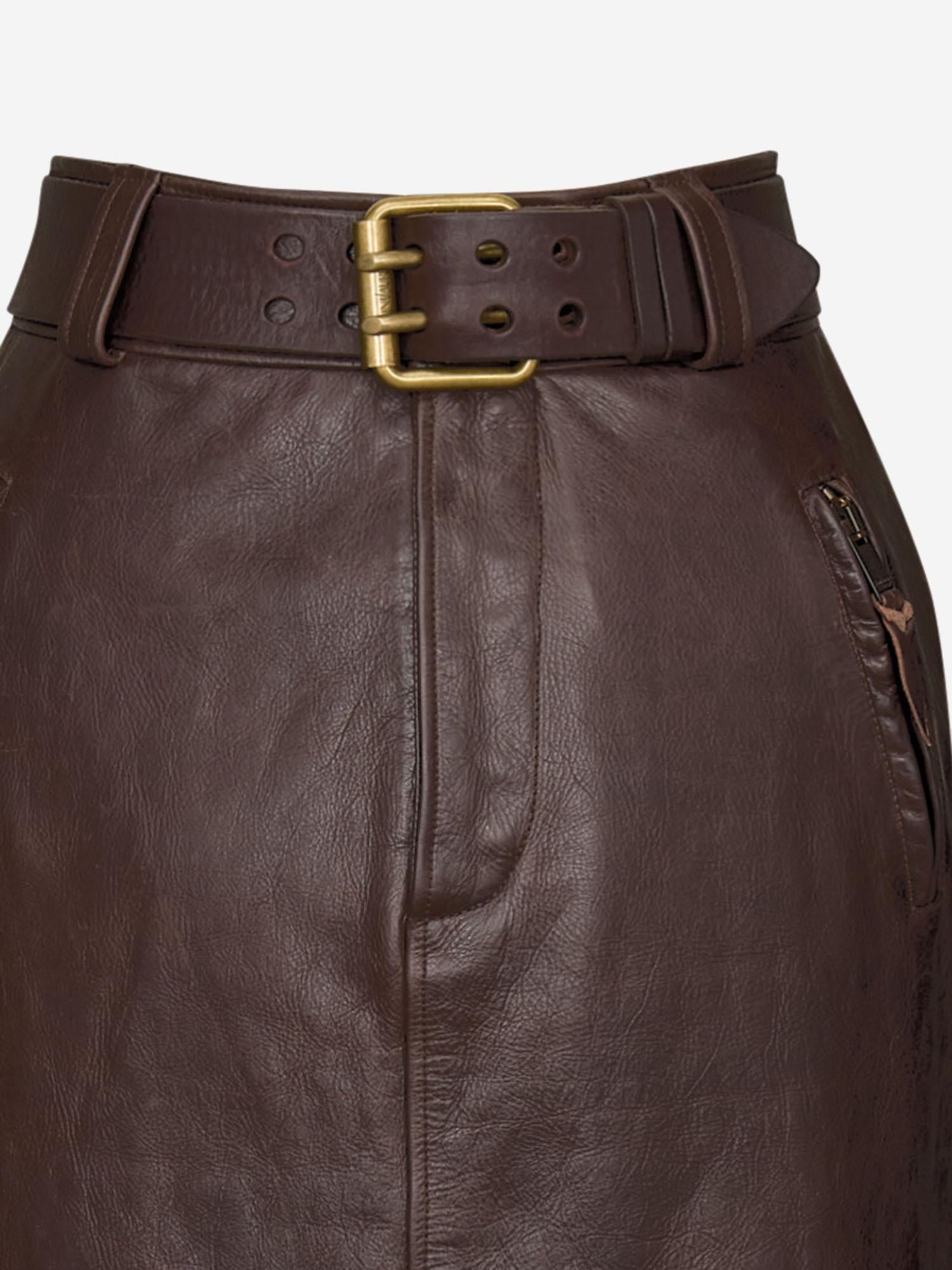 GONNA A MATITA CON CINTURA IN PELLE STROPICCIATA 865021 YCVD22820 SAINT LAURENT 