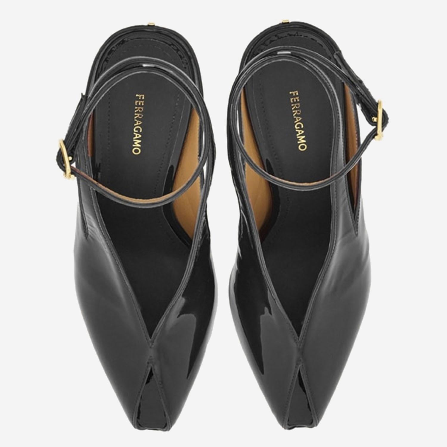 Sandali peep toe con zeppa 01K873 001NEROBISCOTTONERO SALVATORE FERRAGAMO 