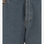 JEANS IN DENIM DI COTONE CON RISVOLTI CHECK 8116361 MIDBLUE BURBERRY 