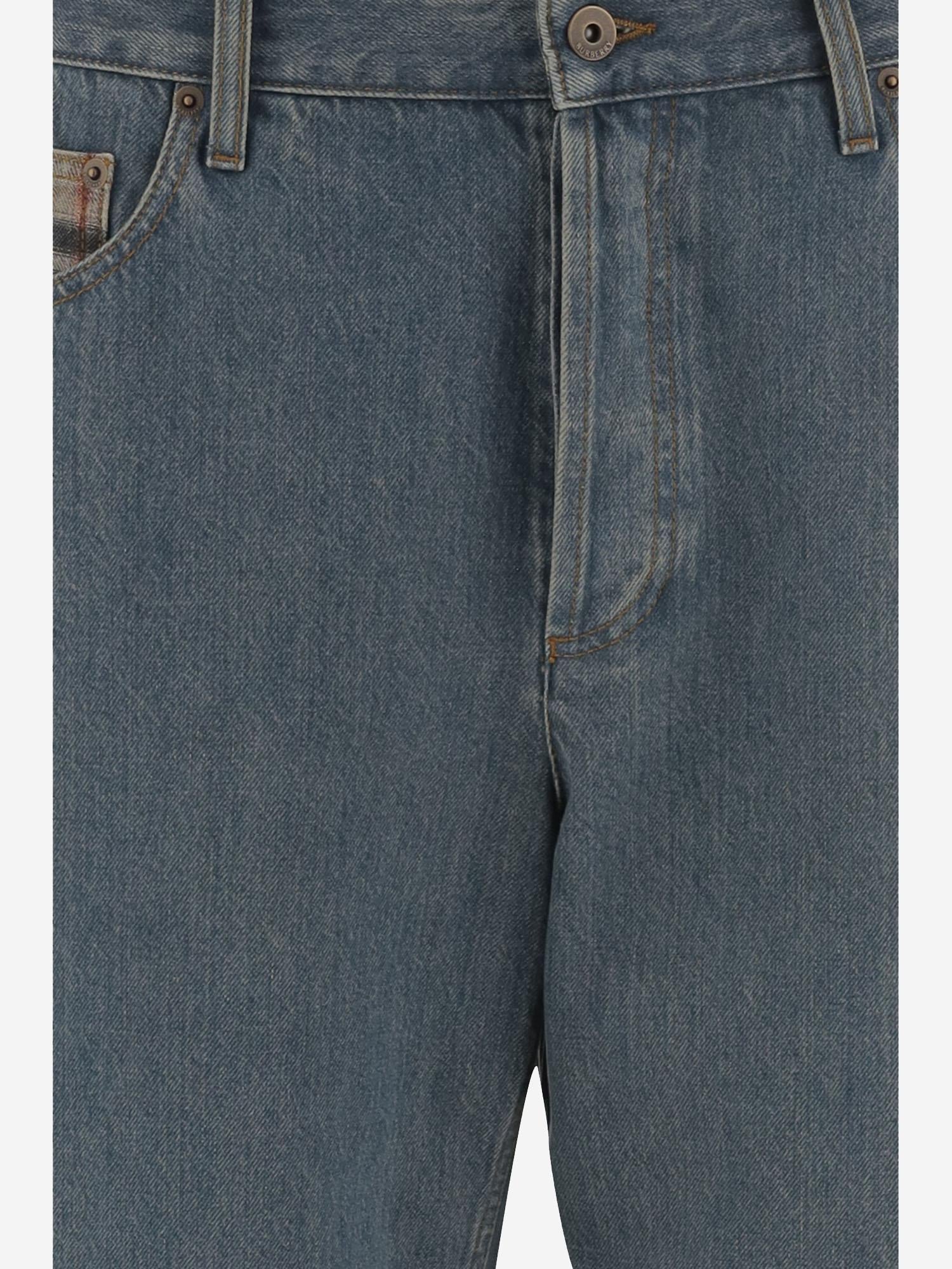 JEANS IN DENIM DI COTONE CON RISVOLTI CHECK 8116361 MIDBLUE BURBERRY 