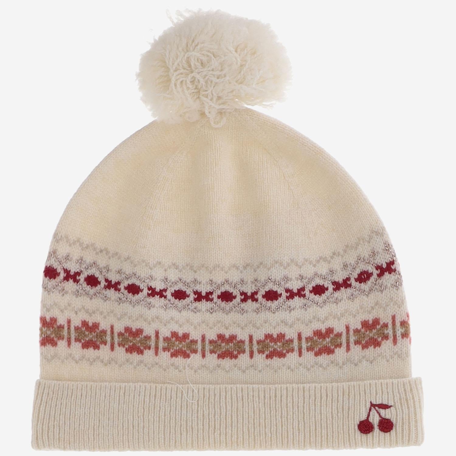 CAPPELLO JOUMA IN LANA CON RICAMO E PON PON W05GACK00012 905 BONPOINT KIDS 