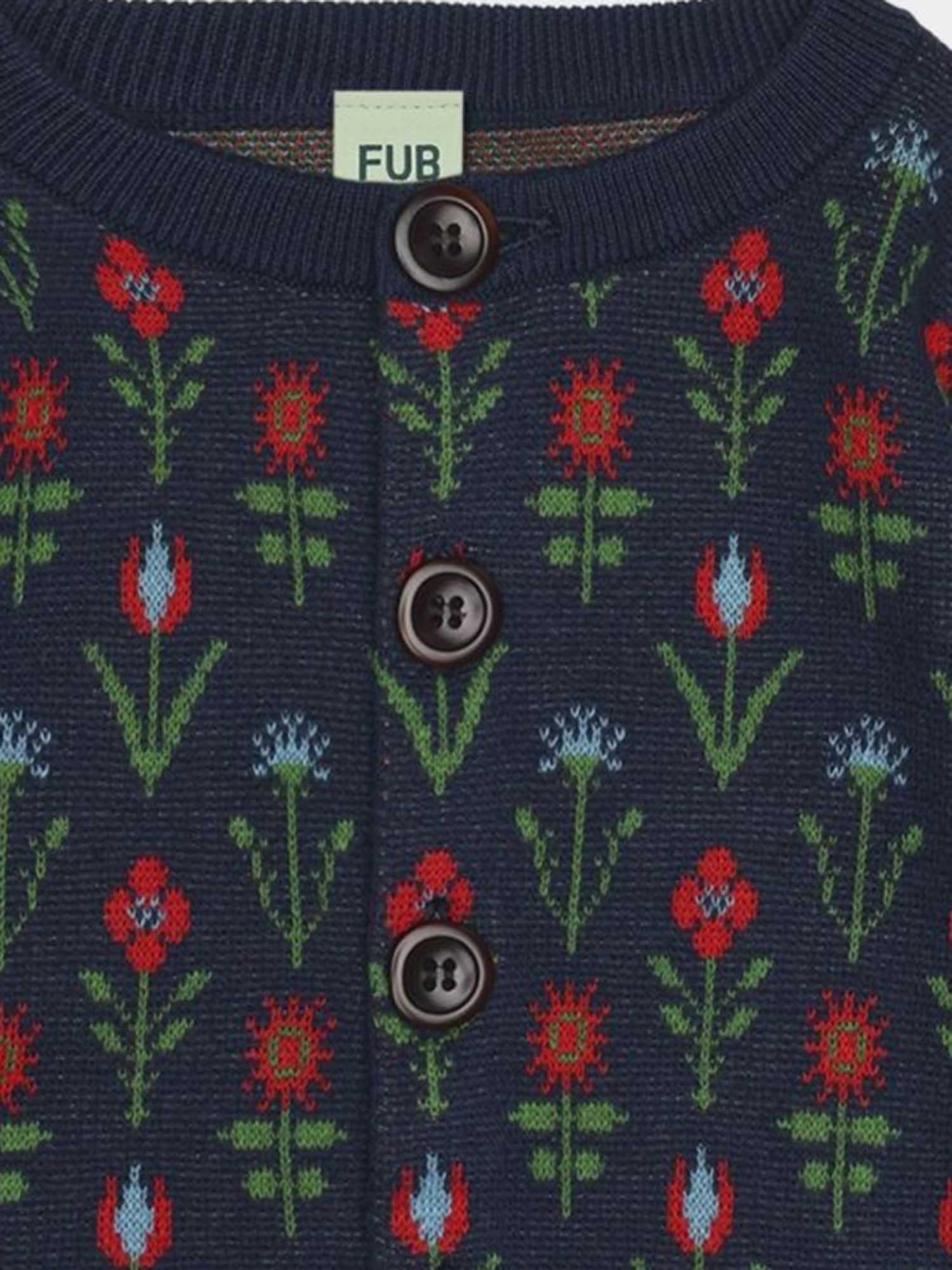 CARDIGAN IN COTONE CON MOTIVO FLOREALE 7526 DARKNAVYFLOWER FUB KIDS 