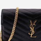 BORSA A TRACOLLA IN PELLE CON TRACOLLA A CATENA<BR/> 857605 BOW011000 SAINT LAURENT 