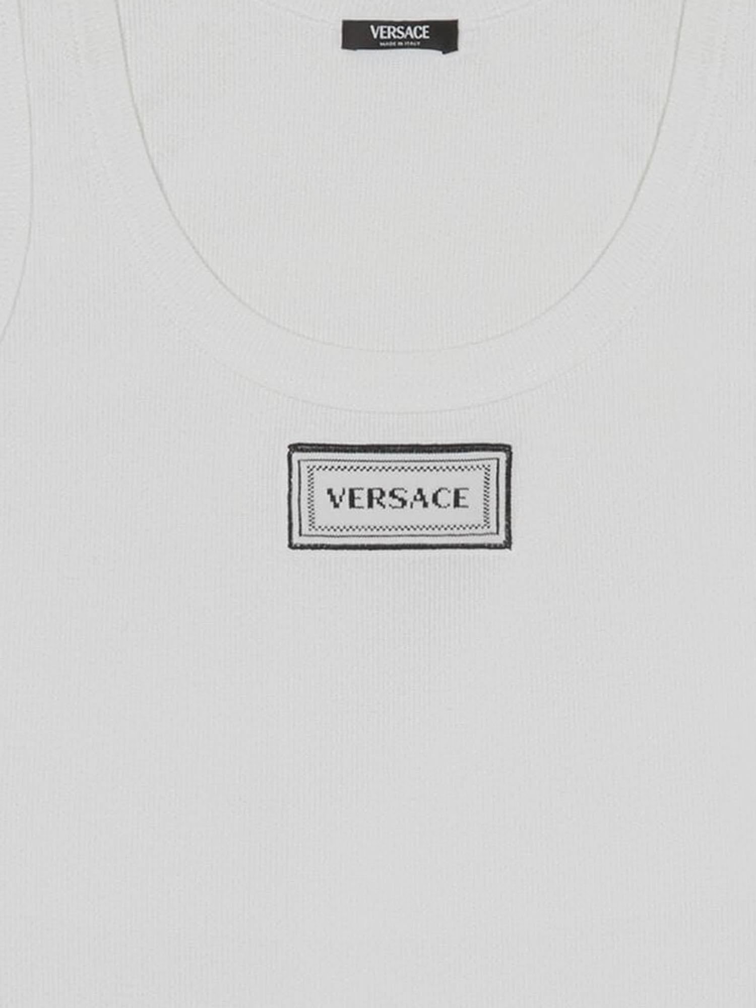CANOTTA IN COTONE STRETCH CON LOGO 1023210 1A172221W000 VERSACE 