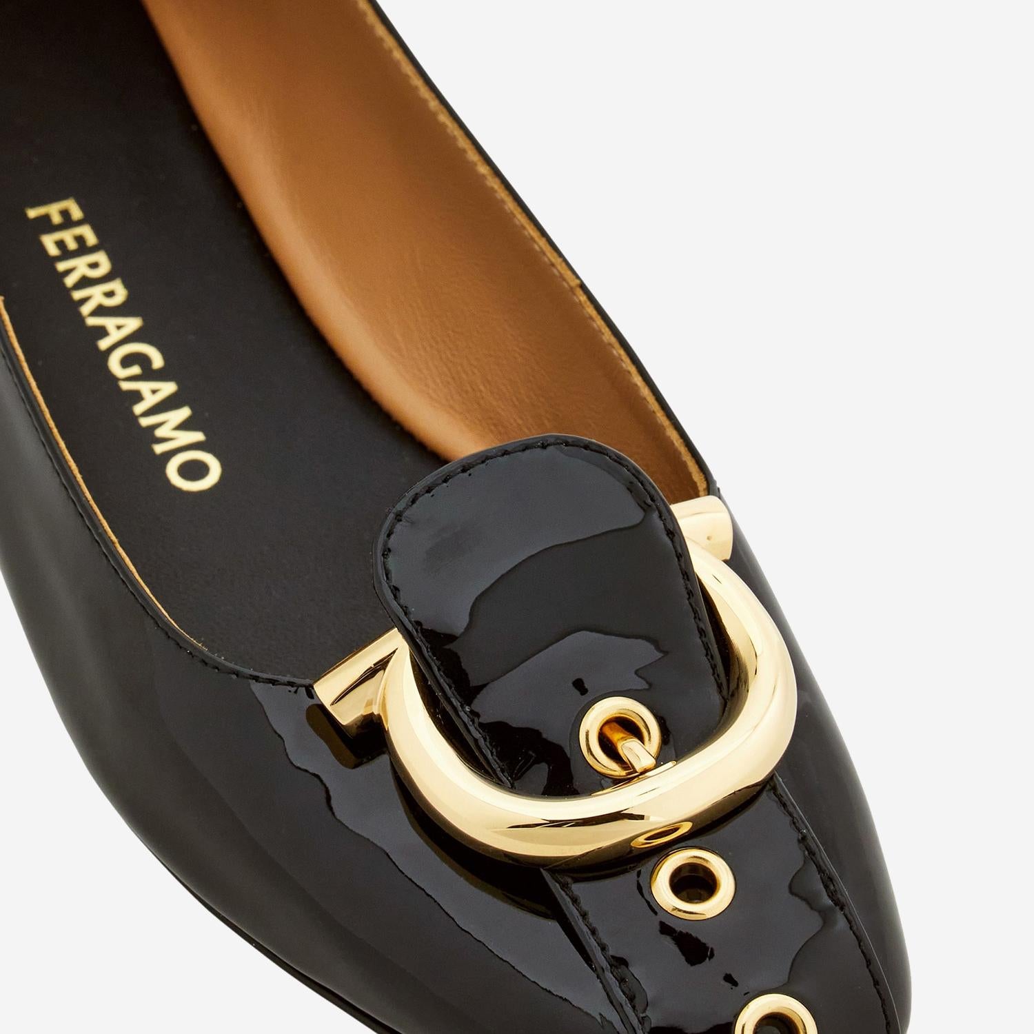 BALLERINE GANCINI IN PELLE 01K989 001 SALVATORE FERRAGAMO 