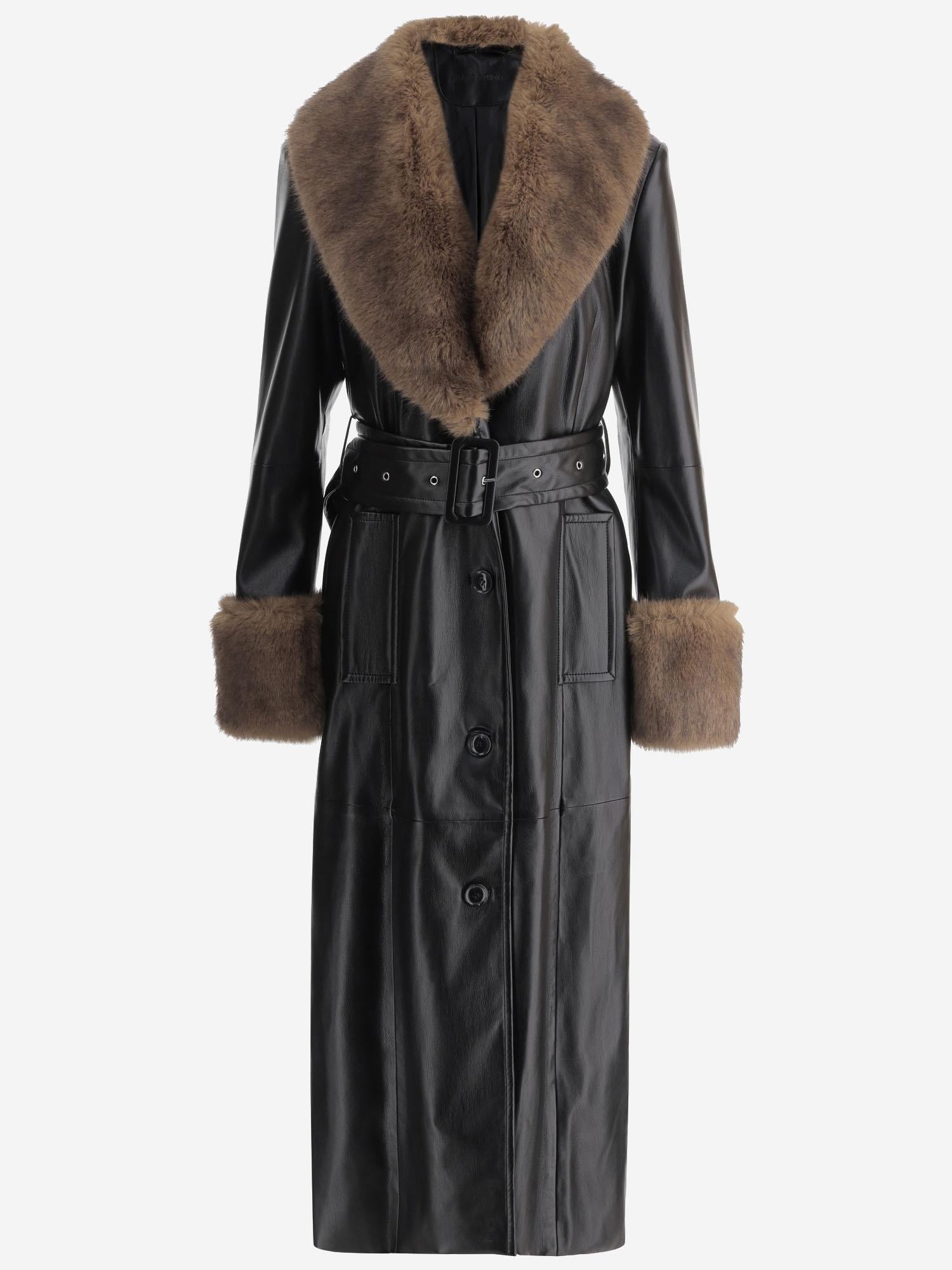 CAPPOTTO ESTELLA IN PELLE SINTETICA CON DETTAGLI IN PELLICCIA 66554 802489985 STAND STUDIO 