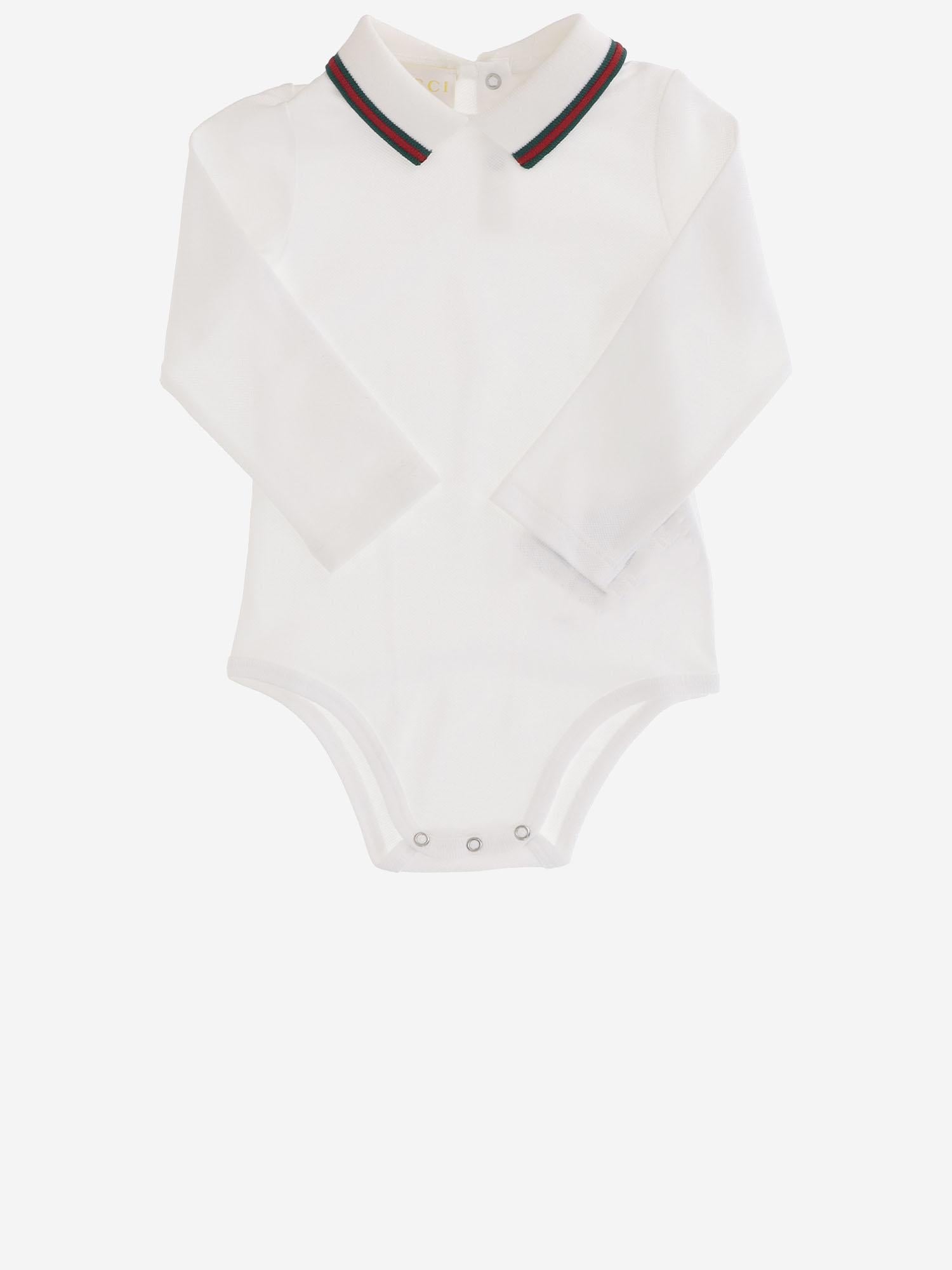 Body in cotone stretch con nastro web 853331 XJGXV9250 GUCCI KIDS 