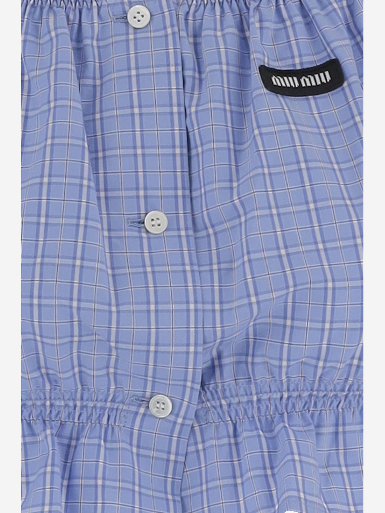 TOP IN COTONE CON MOTIVO A QUADRI MT2188 183AF0076 MIU MIU 