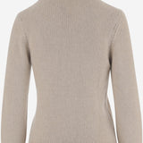MAGLIONE IN CASHMERE CON COLLO ALTO E ORLO A ONDE 314925 BEIGE MAGDA BUTRYM 