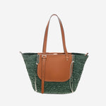 BORSA TROPICANA IN PELLE E RAFIA TROPICANA GREEN CUBA LAB 