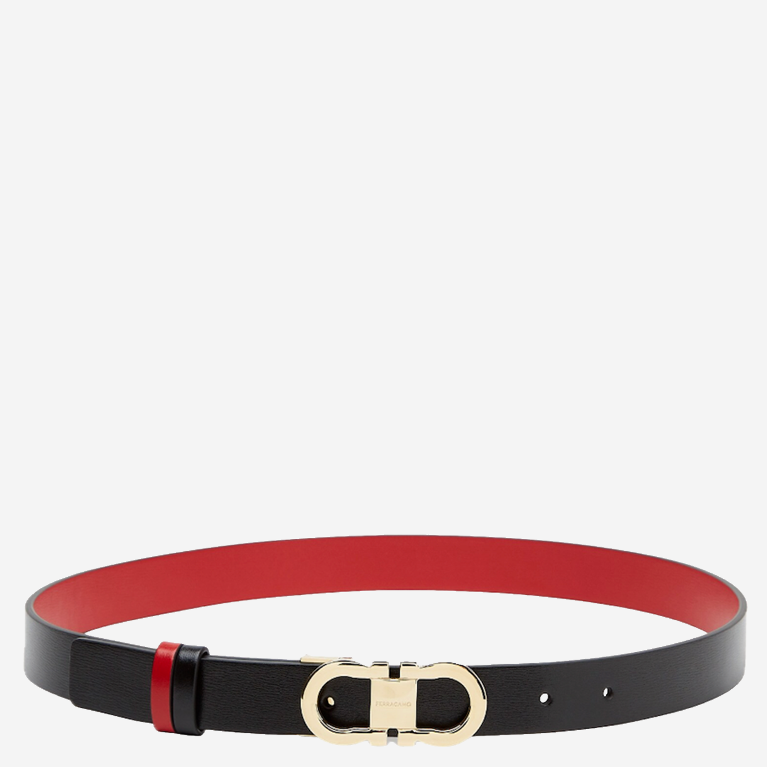 CINTURA GANCINI REVERSIBILE 230294 003NEROFLAMERED SALVATORE FERRAGAMO 