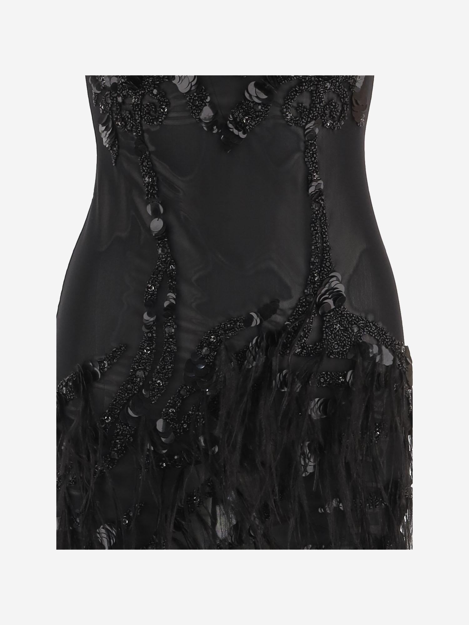 ABITO IN JERSEY TECNICO CON APPLICAZIONI PIUMATE 80PAOI03 CJI02899 JUST CAVALLI 