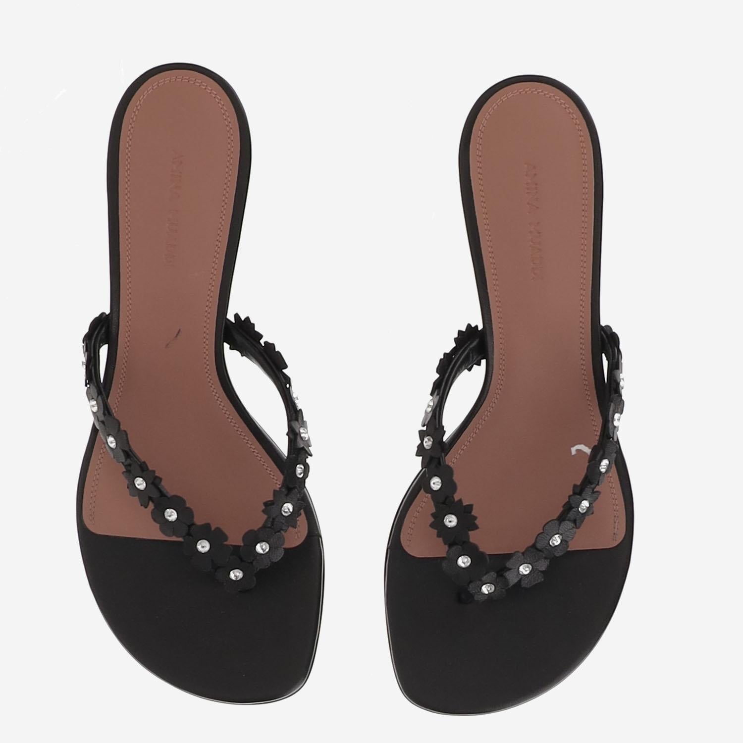 Sandali Janis in pelle JANISTHONG 45BLACKWHITE AMINA MUADDI 