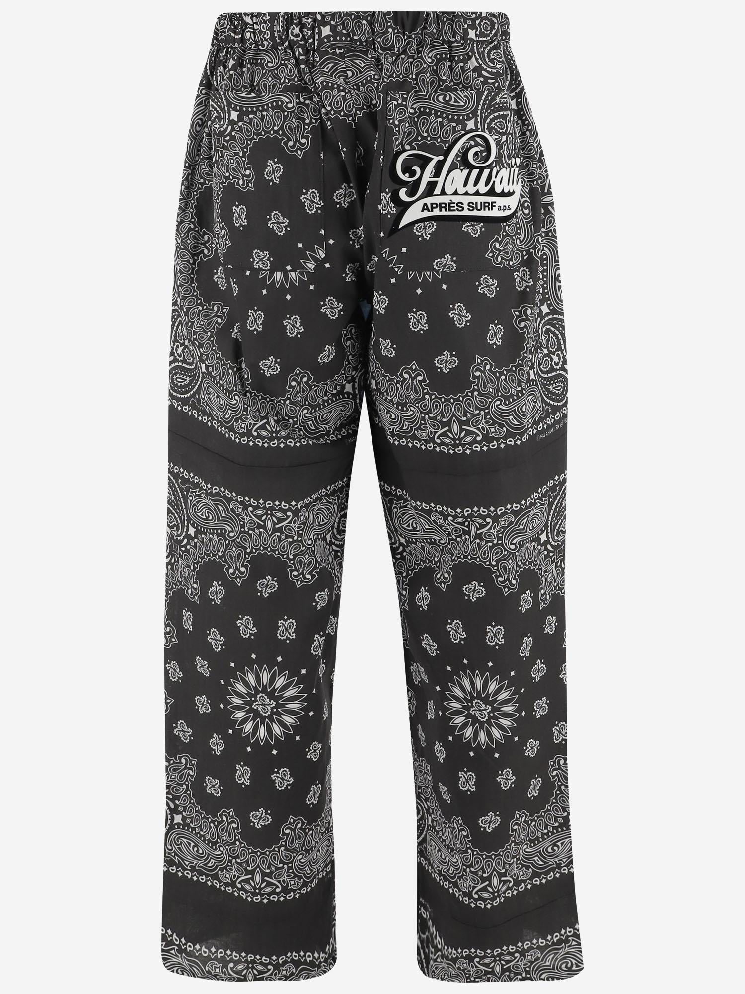 PANTALONI IN COTONE CON MOTIVO BANDANA TACATA BLACK APRES SURF 
