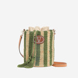 BORSA PICCOLA A SECCHIELLO IN RAFIA A RIGHE 8W2B0T03 IXUC8J VALENTINO GARAVANI 